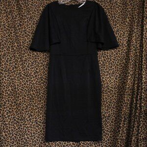 Grace Karin Midi Dress w Cape Sleeves | Black | Sz Small | Gothy Witchy Goodness